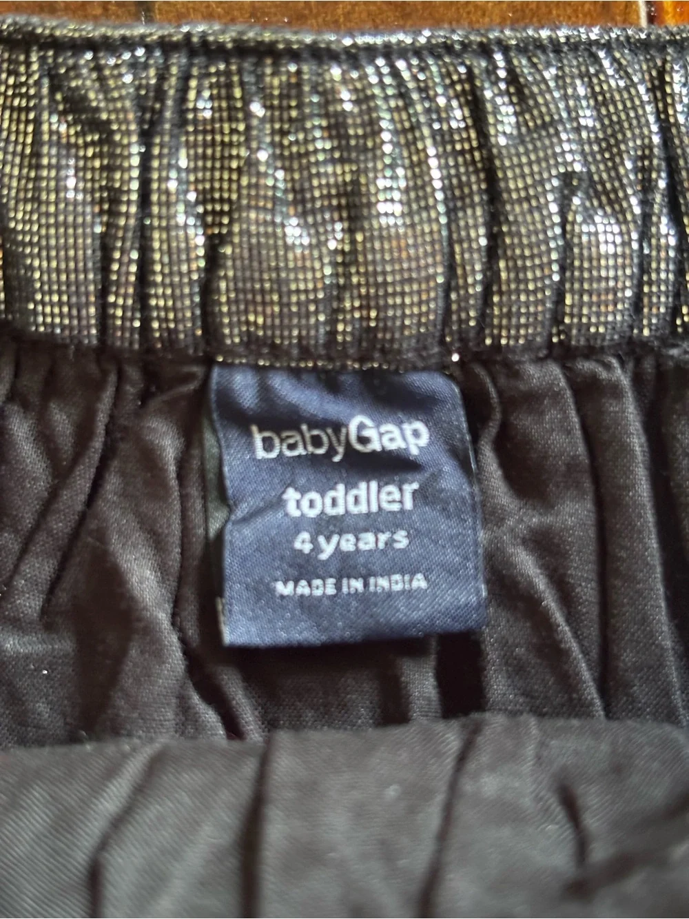 babyGap Girls Black/Silver Metallic Pleated Pull-On Skirt Elastic Waist 4Y